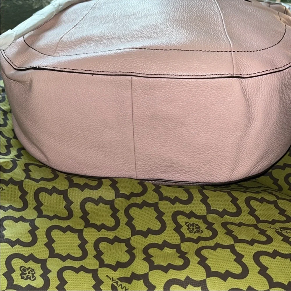 orYANY Pink Hobo Bag with Silver Handle and Decorative Stitching